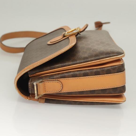 CELINE Macadam Canvas Shoulder Bag Pvc Leather Brown Gold - Picture 5 of 13